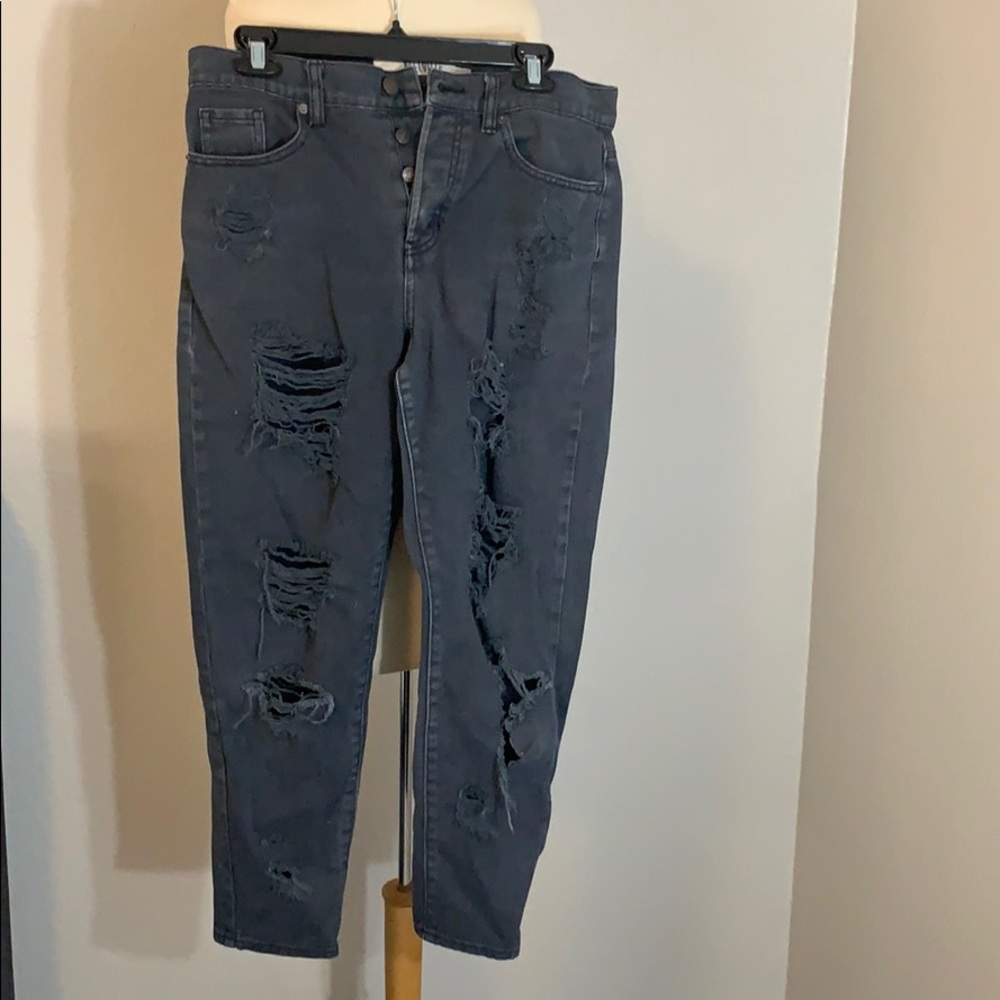 Melville faded blk rip jeans 29 100% cotton 4butto